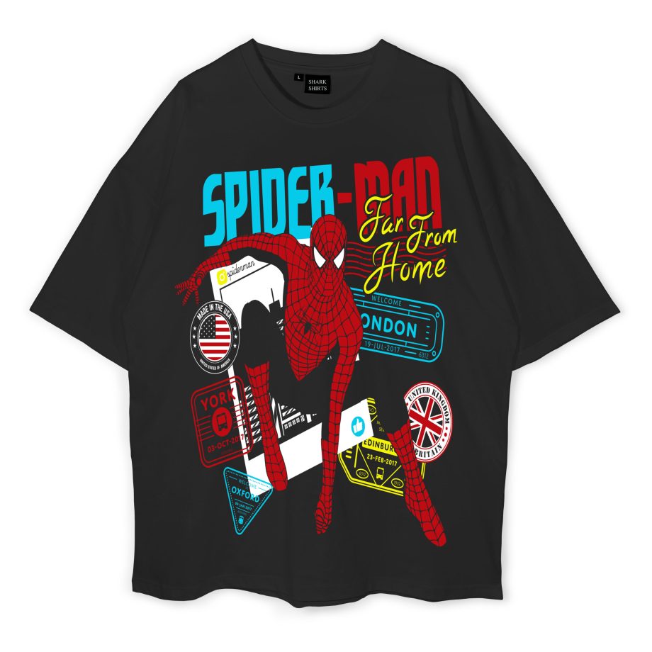 Spider-Man Oversized Black T-Shirt