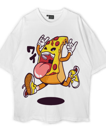 Cartoon Pizza Oversized T-Shirt