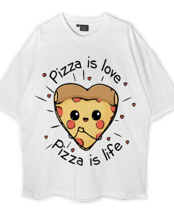 Cartoon Pizza Oversized T-Shirt