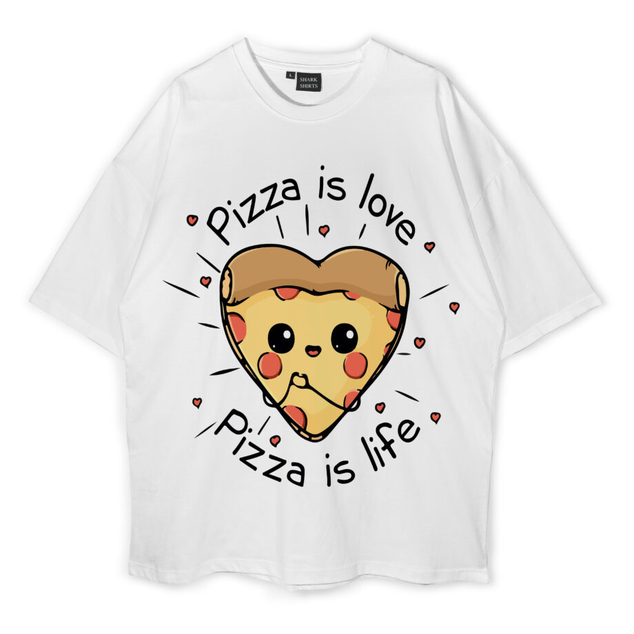 Cartoon Pizza Oversized T-Shirt