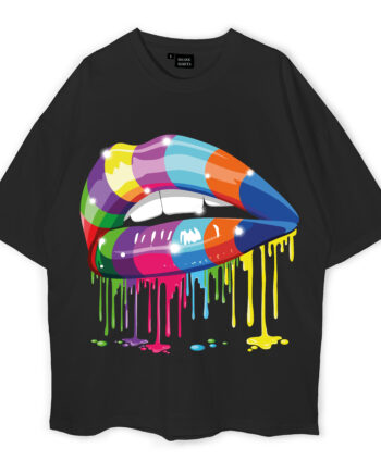 Dripping Lips Rainbow Oversized T-Shirt