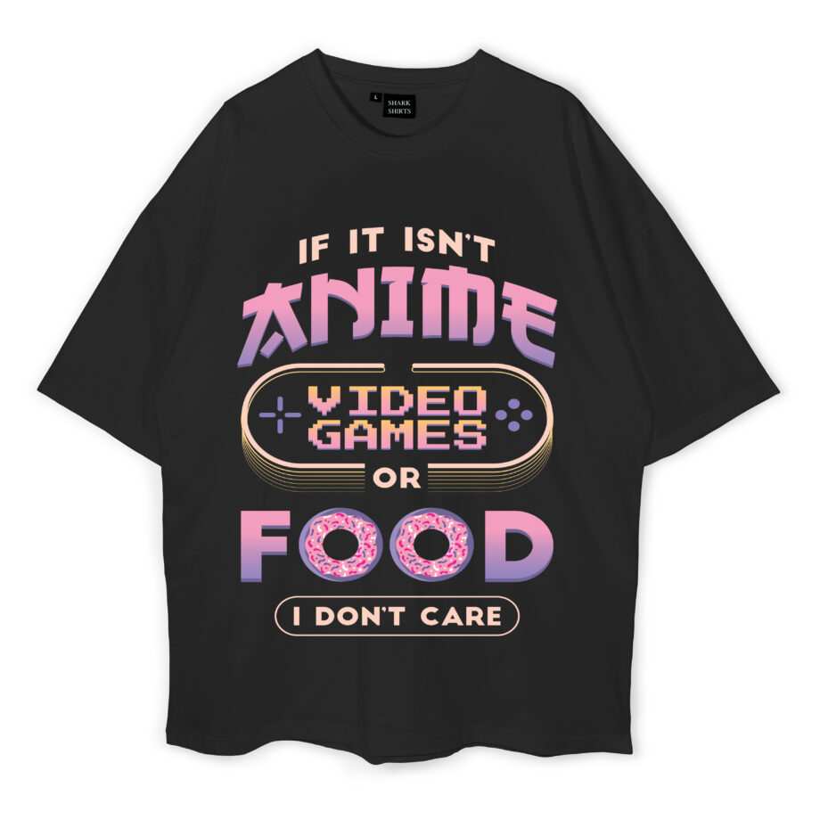 Anime Video Games Eating Oversized T-Shirt