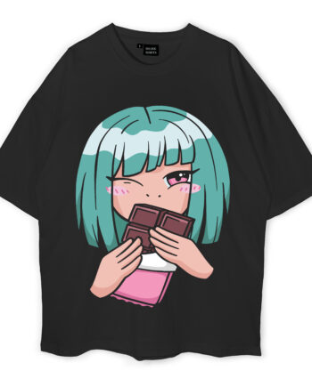 Chocolate Anime Girl Oversized T-Shirt