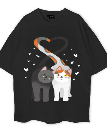 Cute Cats Couple Of Lovers Oversized T-Shirt