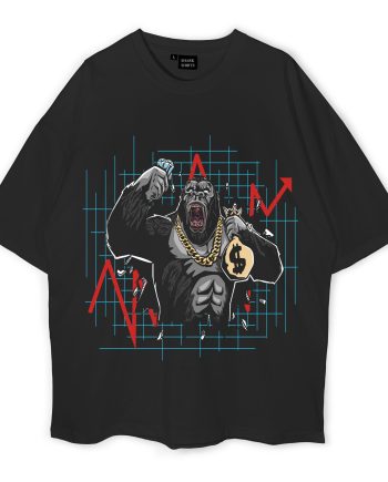 Gorilla Monkey Gems Money Oversized T-Shirt