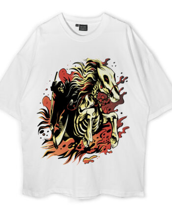 Grim Reaper Skeleton Horse Oversized T-Shirt