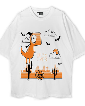 Halloween Dinosaur Game Over Oversized T-Shirt
