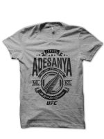 Israel Adesanya Grey Half Sleeve T-Shirt