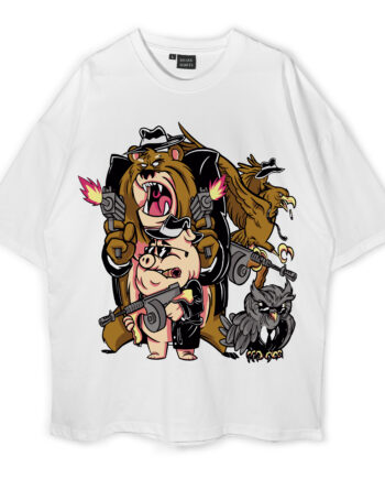 Mafia Bear Owl Pig Oversized T-Shirt