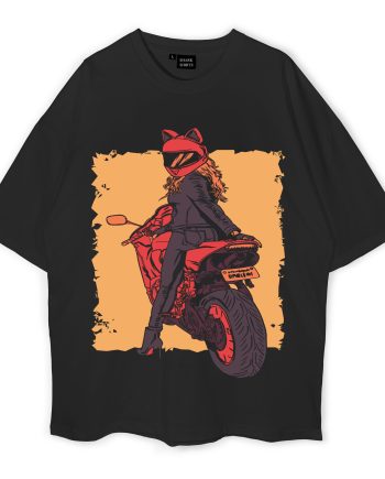 Motorcycle Biker Girl Oversized T-Shirt
