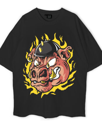 Pig Punk Rocker Oversized T-Shirt