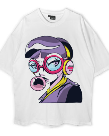 Pirminio Anime Girl With Glasses Oversized T-Shirt