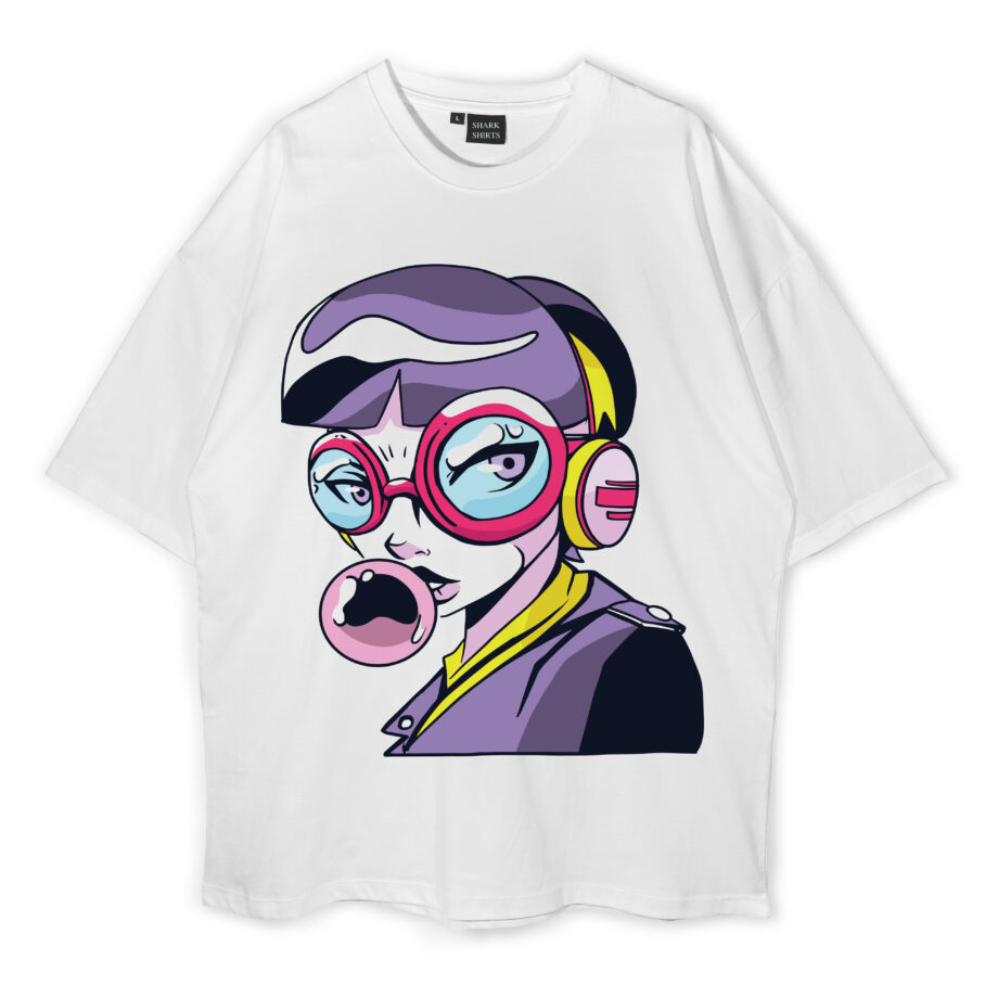 Pirminio Anime Girl With Glasses Oversized T-Shirt