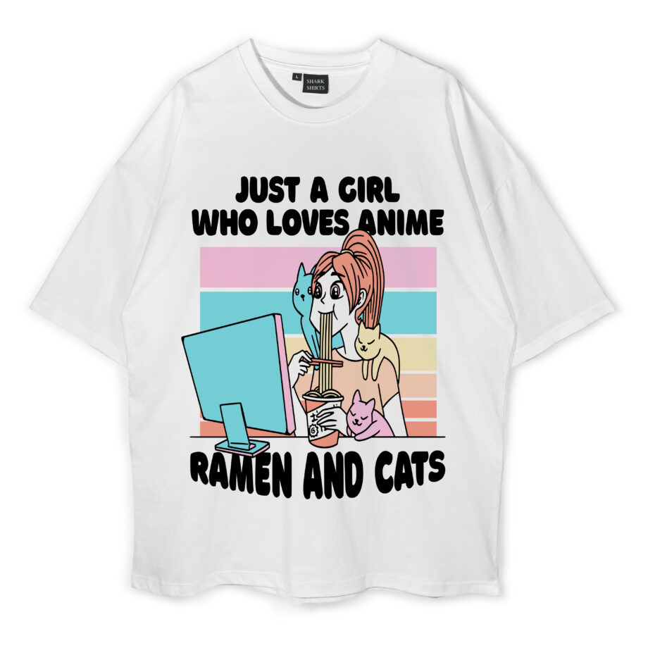 Ramen And Cats Oversized T-Shirt
