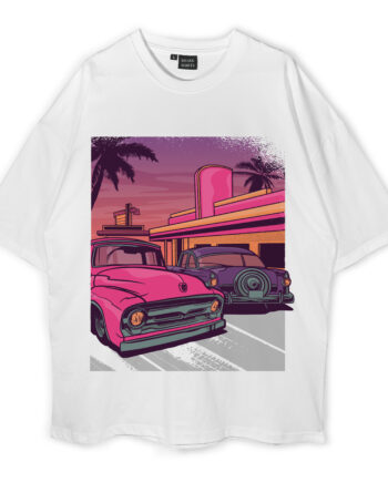 Retro Car Diner Oversized T-Shirt