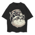 Steampunk Cat Pegatina Oversized T-Shirt
