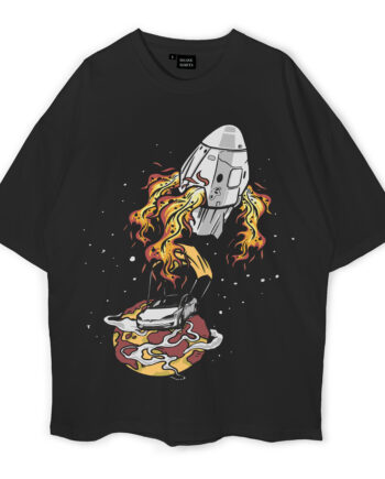 Tesla Spaceship Being Launched Oversized T-Shirt