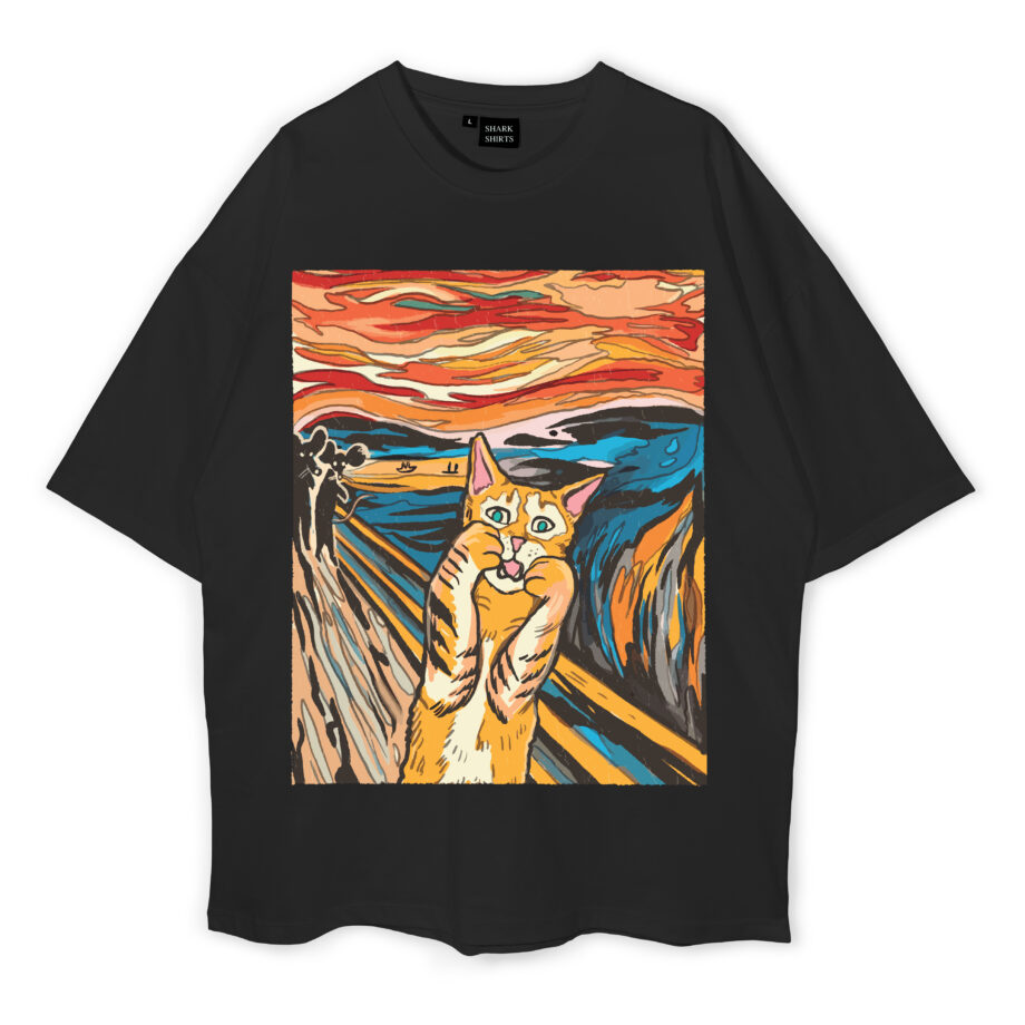 Vintage The Scream Cat Oversized T-Shirt
