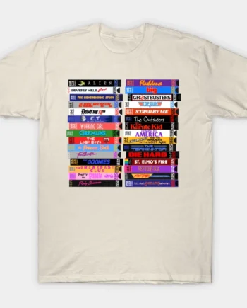 Retro 80s Movies VHS Stacks T-Shirt