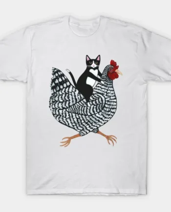 Tuxedo Cat On A Chicken T-Shirt