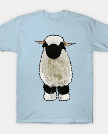 Valais Blacknose Sheep Cartoon Illustration T-Shirt