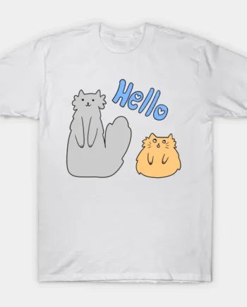 Hello Gray And Orange Cat T-Shirt