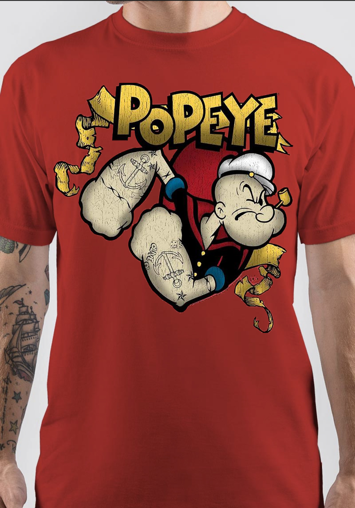 Vintage Popeye the Sailor Man Tattoo T-Shirt ALL... - Depop