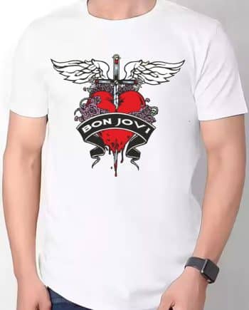 Bon Jovi Half Sleeve White T-Shirt