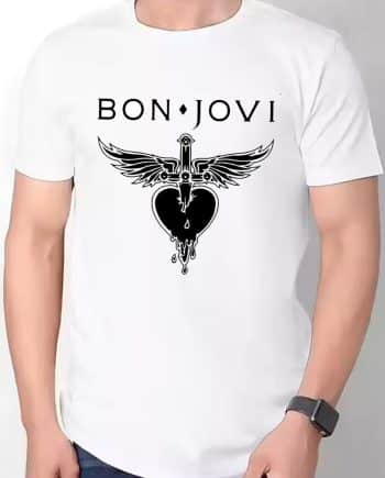 Bon Jovi Half Sleeve White T-Shirt