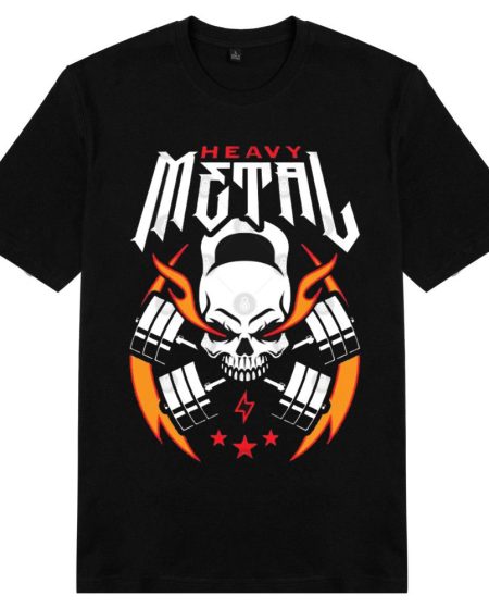 Heavy Metal (Kettlebell Skull Cross Barbell) Red Blaze T-Shirt