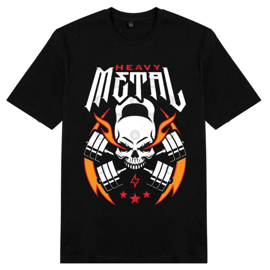 Heavy Metal (Kettlebell Skull Cross Barbell) Red Blaze T-Shirt