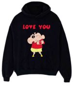 Shinchan love you black hoodie