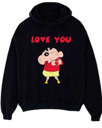 Shinchan love you black hoodie