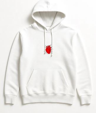 Heart White Hoodie