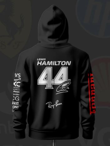 Lewis Hamilton New F1 Racing Team Inspired Black Hoodie - Image 2