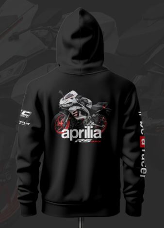 Aprilia RS 457 Be A Racer Inspired Black Hoodie - Image 2