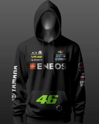 Valentino Rossi VR46 2.0 Inspired Black Hoodie
