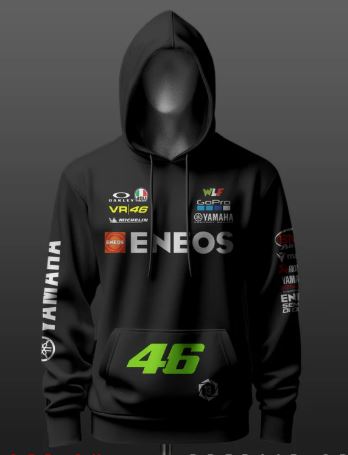Valentino Rossi VR46 2.0 Inspired Black Hoodie