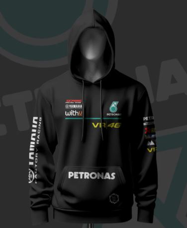 Valentino Rossi VR46 Yamaha Inspired Black Hoodie