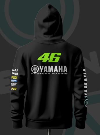Valentino Rossi VR46 Yamaha Inspired Black Hoodie - Image 2