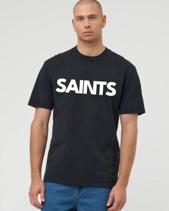 Saints Half Sleeve Black T-Shirt