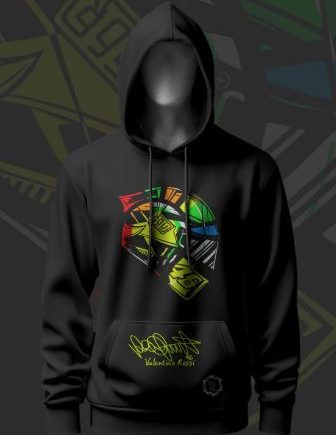 Helmet Art Inspired Black Hoodie