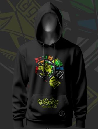Helmet Art Inspired Black Hoodie