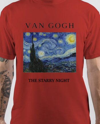 The Starry Night - Van Gogh Red T-Shirt