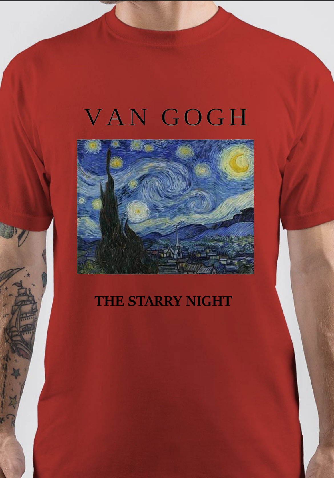 The Starry Night - Van Gogh Red T-Shirt