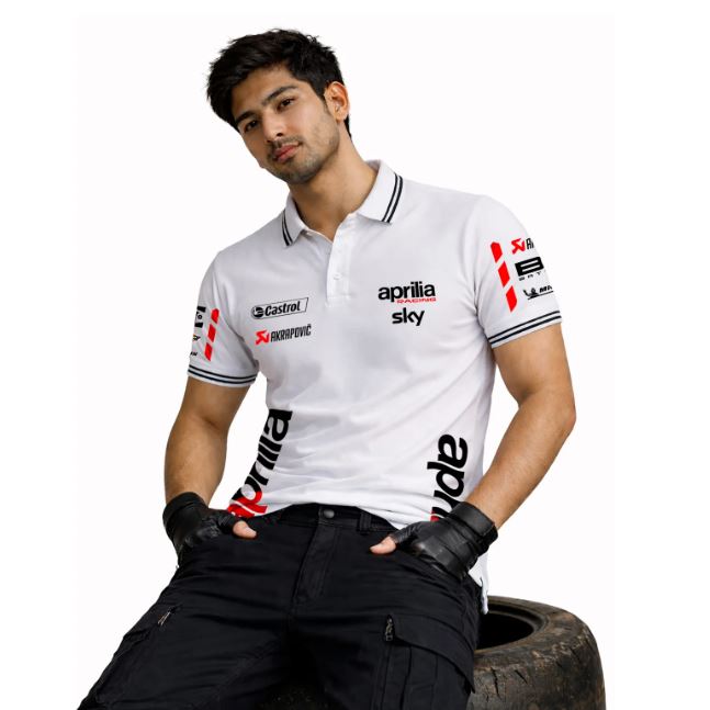 Aprilia White Polo T-Shirt