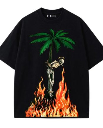Skeleton On Fire Oversized T-Shirt