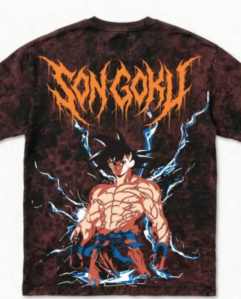 Goku Oversized Acid Wash Maroon T-Shirt