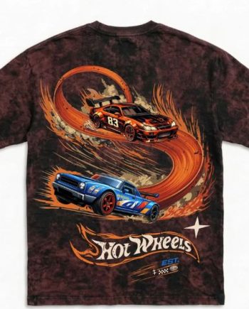 Hotwheels Acid Wash Maroon Oversized T-Shirt
