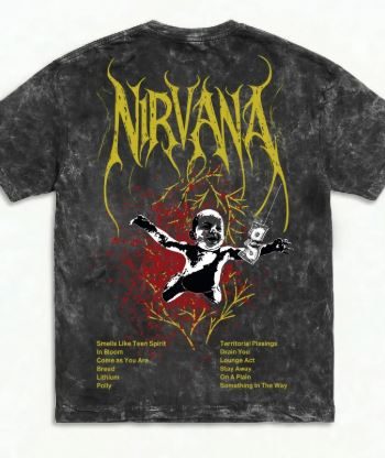 Nirvana Acid Wash Black Oversized T-Shirt
